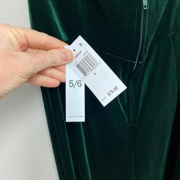 Teeze Me Criss Cross Strap Emerald Velvet Jumpsuit - Picture 7 of 9